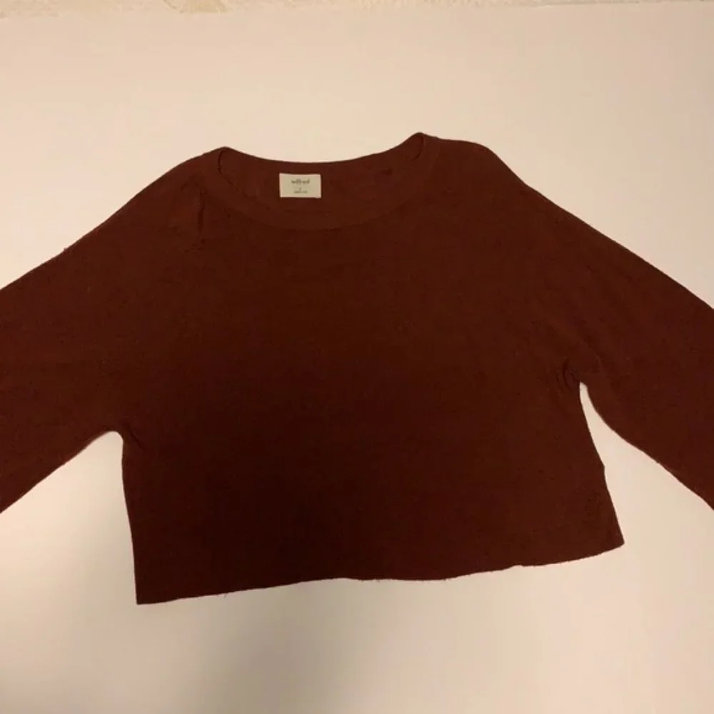 Aritzia Wilfred Maroon Wool Sweater - Women’s Size Small - Picture 2 of 7